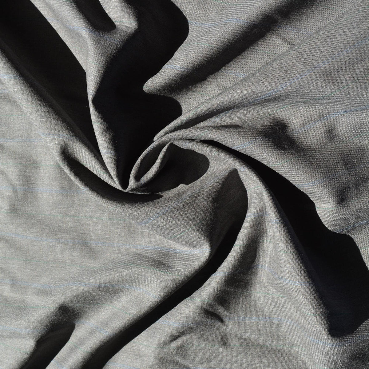 British Super 120s Pure Wool Suiting | Gray with blue stripes | Designer Fabric Yardage |By the Yard