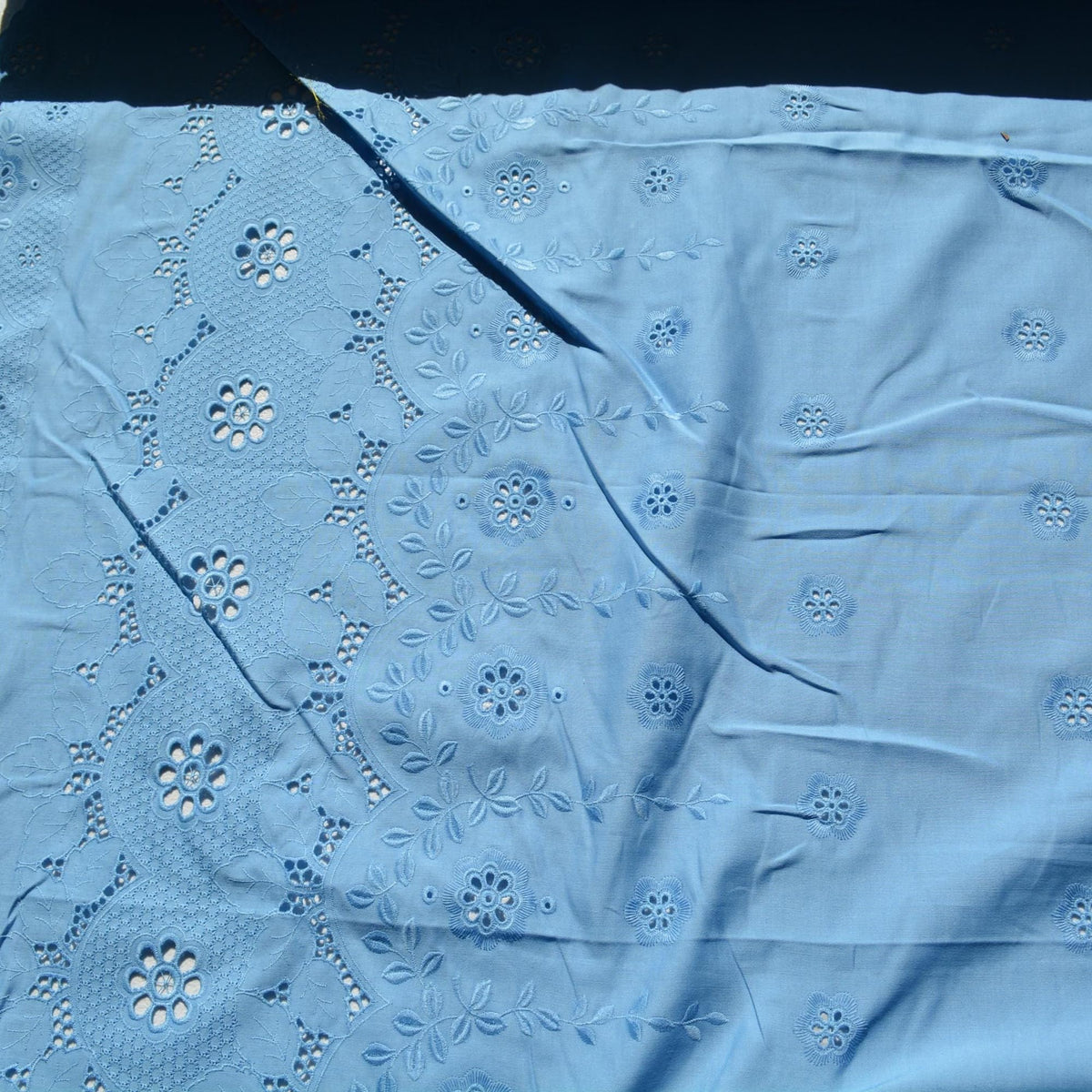 Cotton Lace Fabric | Blue | Designer Yardage |By the Yard