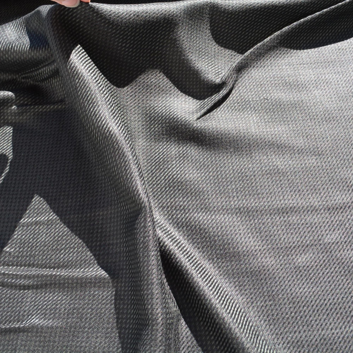 Houndstooth Wool Cashmere Fabric | Black | Luxury Designer Textile |By the Yard