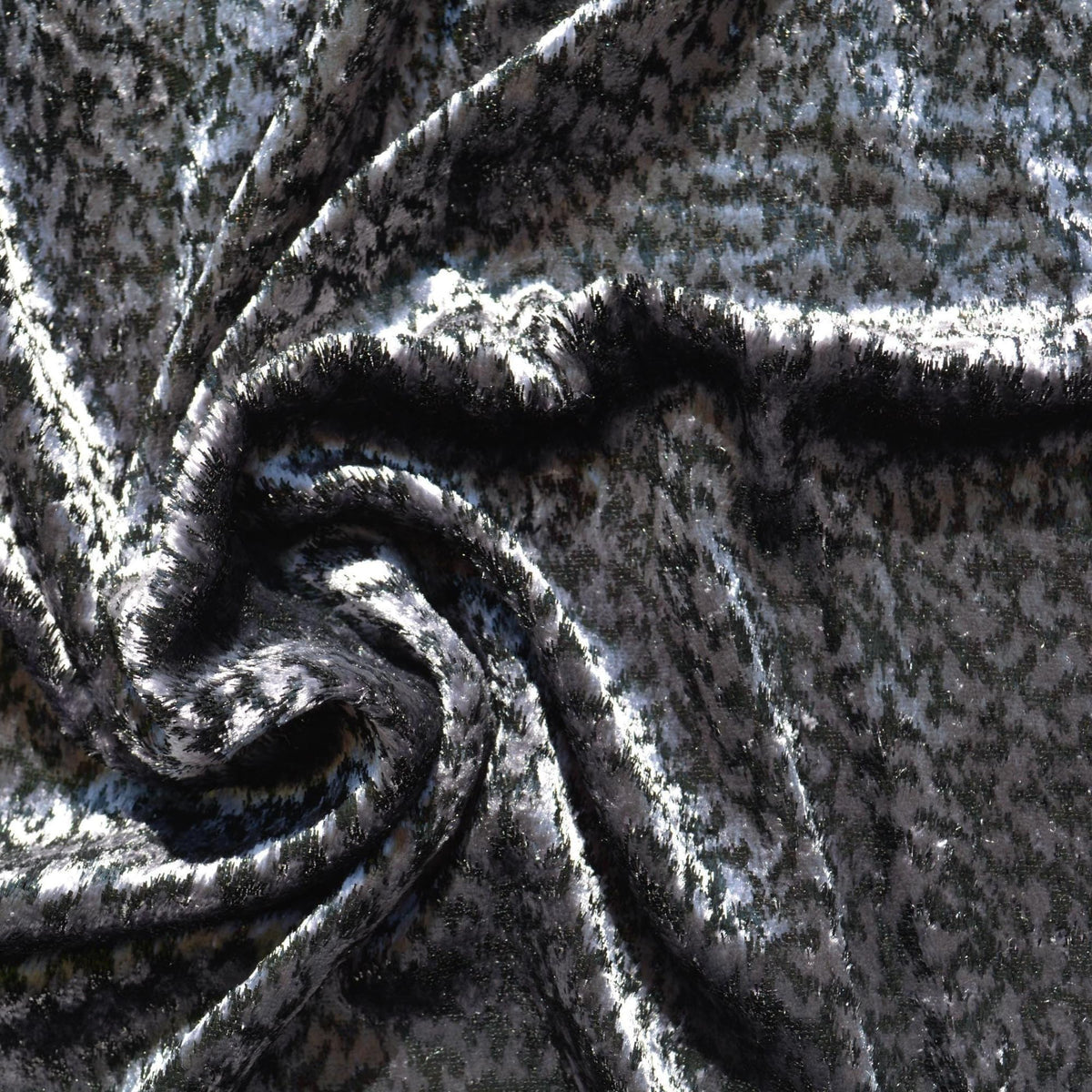 Gray Black Metallic Velvet on Silk Georgette | Designer Fabric | Silk Burnout Velvet, Luxury Dressmaking Fabric | By the