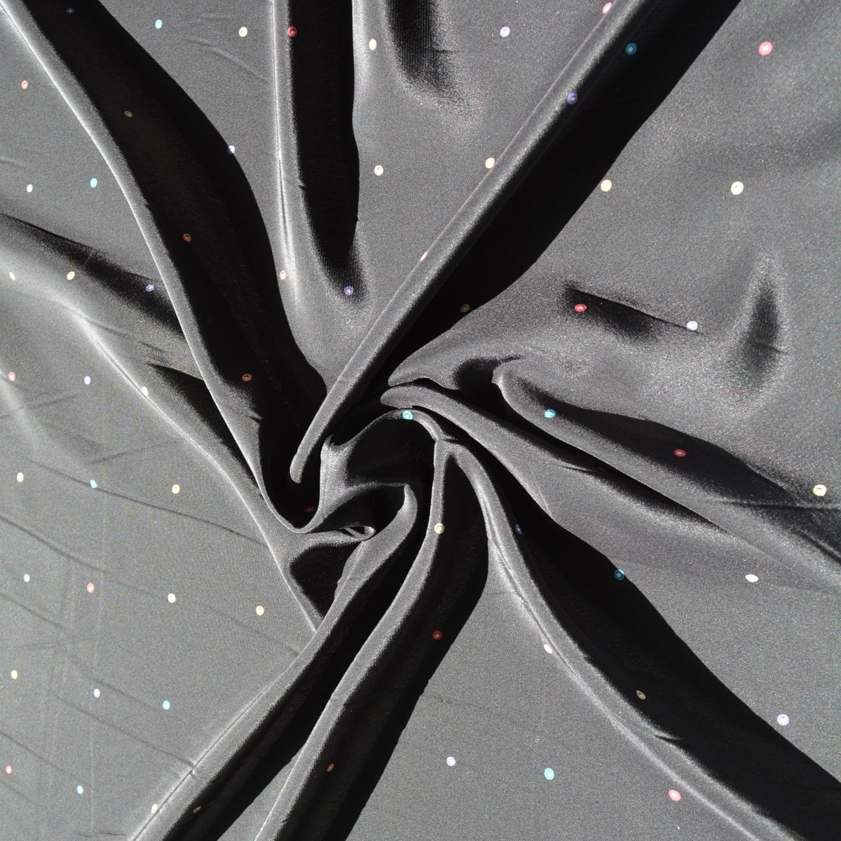 Black dotted Crepe de Chine Fabric | Vintage Deadstock | By the Yard