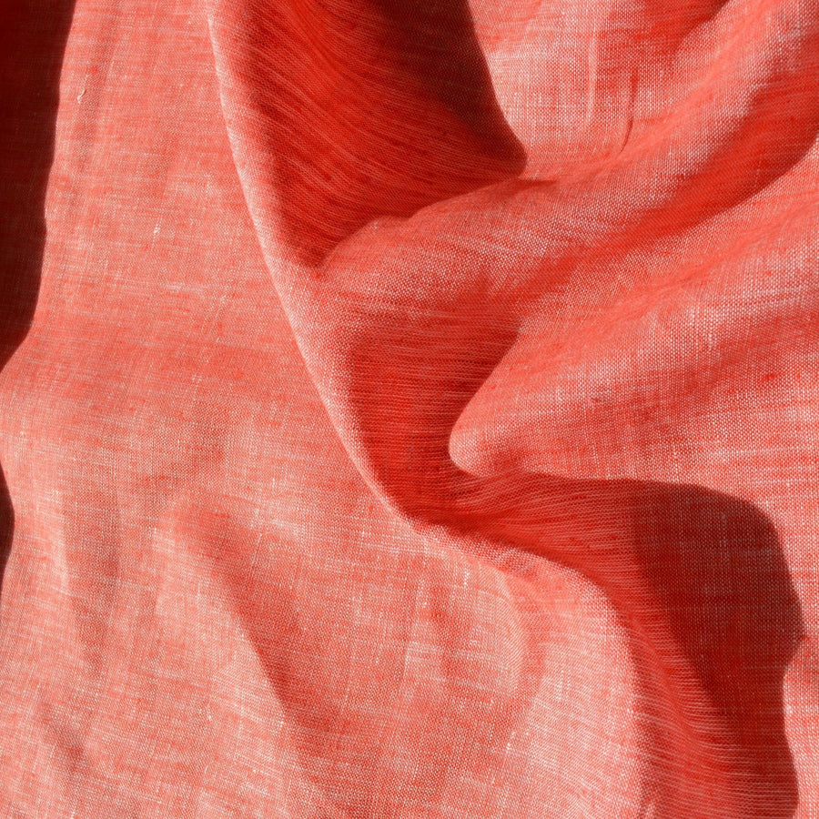 100% Linen Fabric Coral pink and white 56" Wide Dressmaking Tailoring | By the Yard