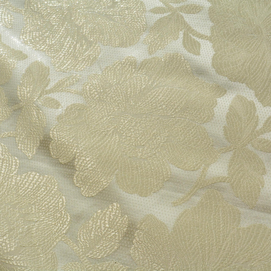 Brocade Fabric | Ivory and gold | Upholstery Fabric & Home Decor Textile | Curtain, Drapery, Pillow | By the Yard
