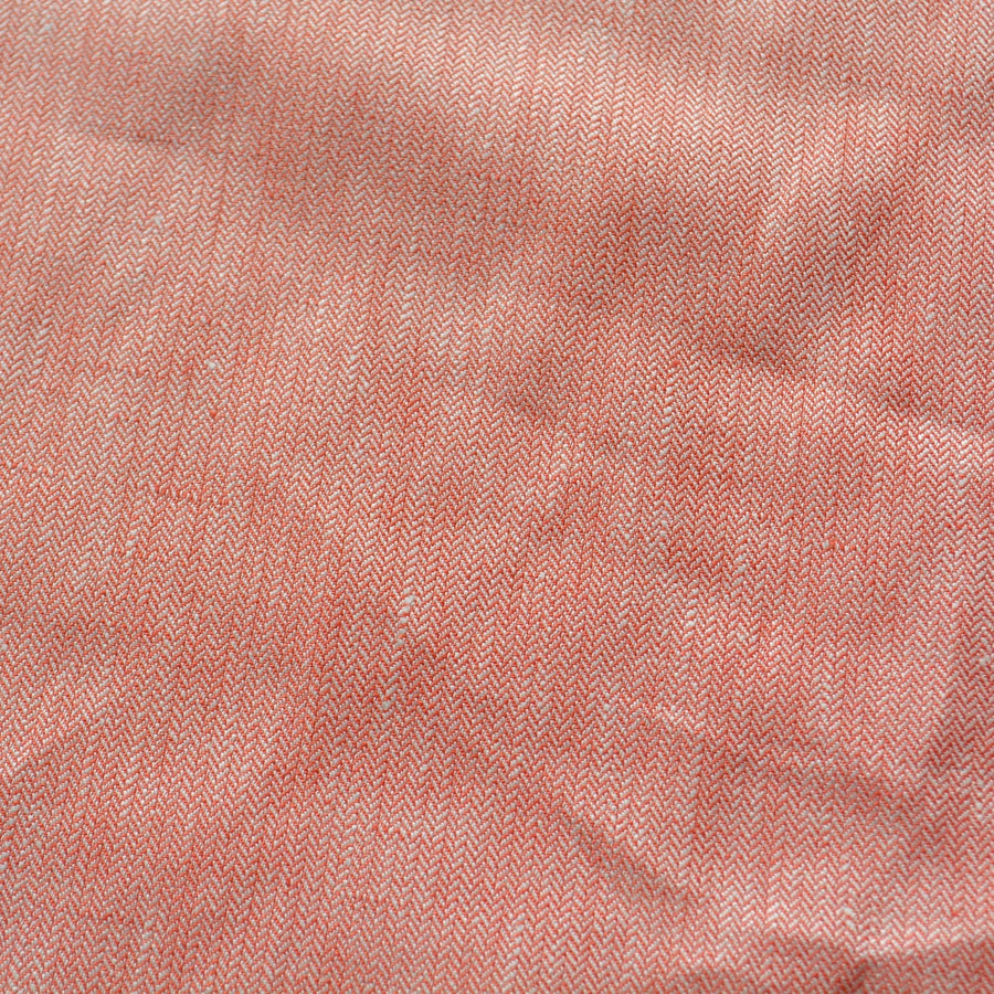 100% Linen Fabric Herringbone Orange and white herringbone 64" Wide Dressmaking Tailoring | By the Yard