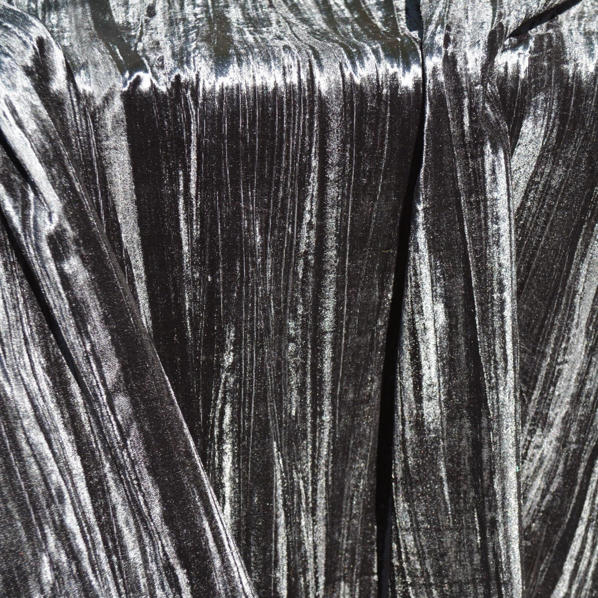 Black Crinkled Velvet Fabric | 100% Polyester | Midweight Luxury Sewing Fabric By the Yard
