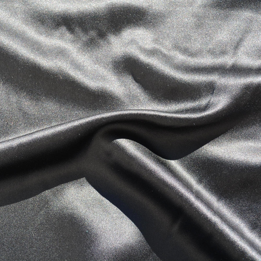 100% Silk Satin Fabric | Black | Luxury Silk Yardage |By the Yard
