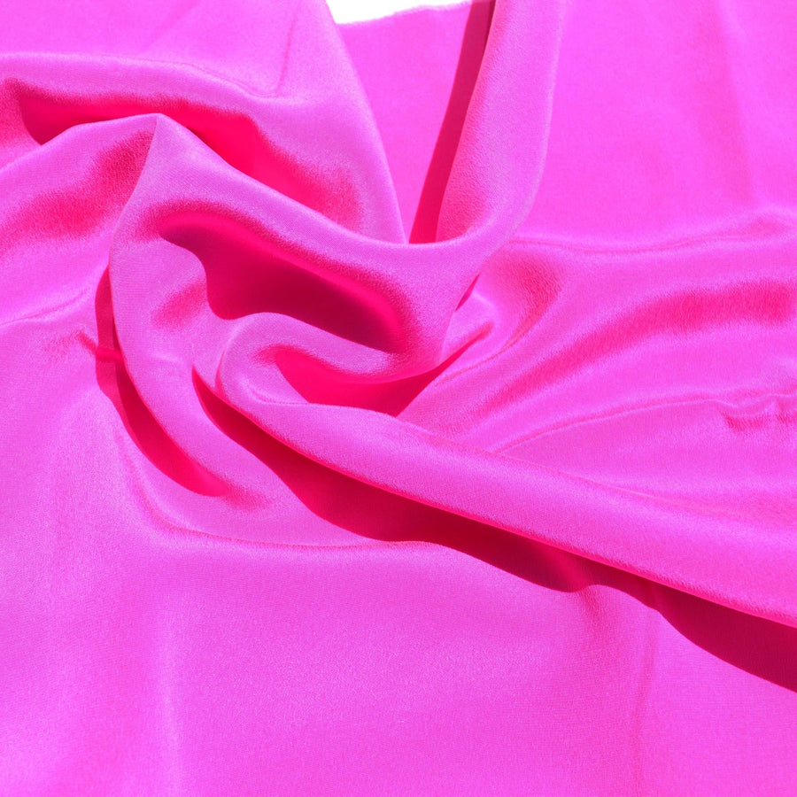 Pure Silk Crepe Fabric | Magenta Heavyweight Designer Deadstock | Dresses, Skirts, Trousers | By the Yard