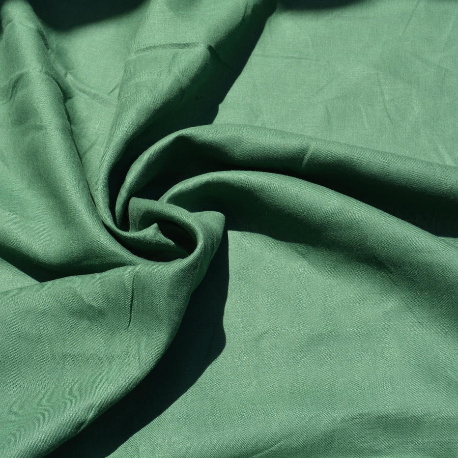Forest Green Linen Fabric | 100% Midweight Linen Solid Weave 59" Wide | Linen Yardage for Clothing, Summer Dresses, Home Décor Sewing