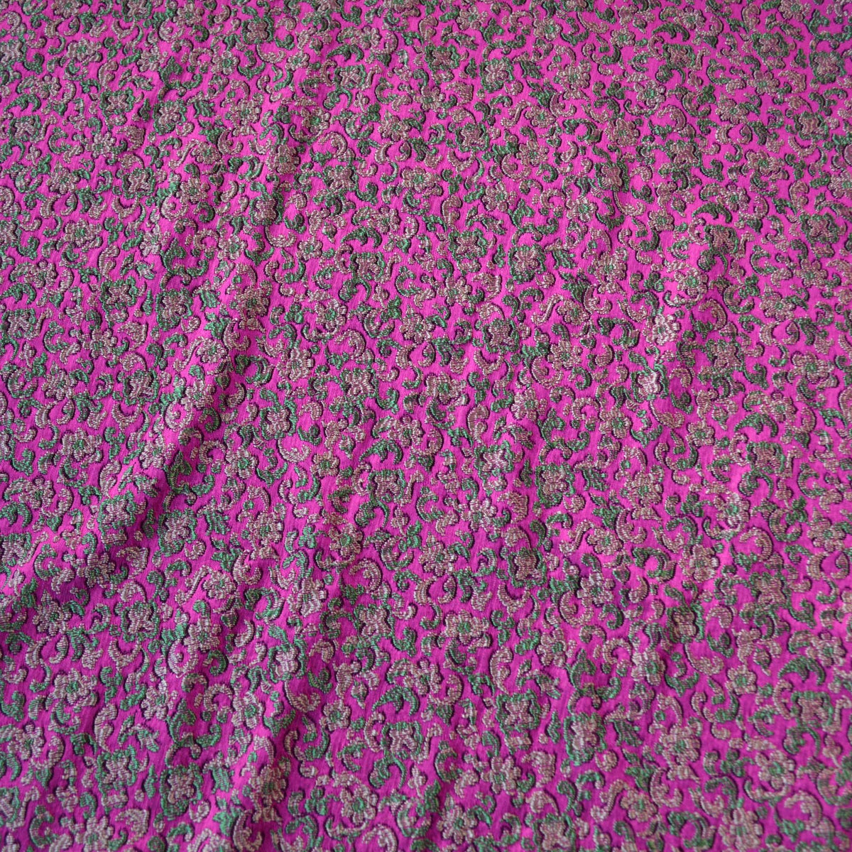 Luxury Silk Brocade Fabric | Pink and green | Upholstery Fabric & Home Decor Textile | Curtain, Drapery, Pillow | By the