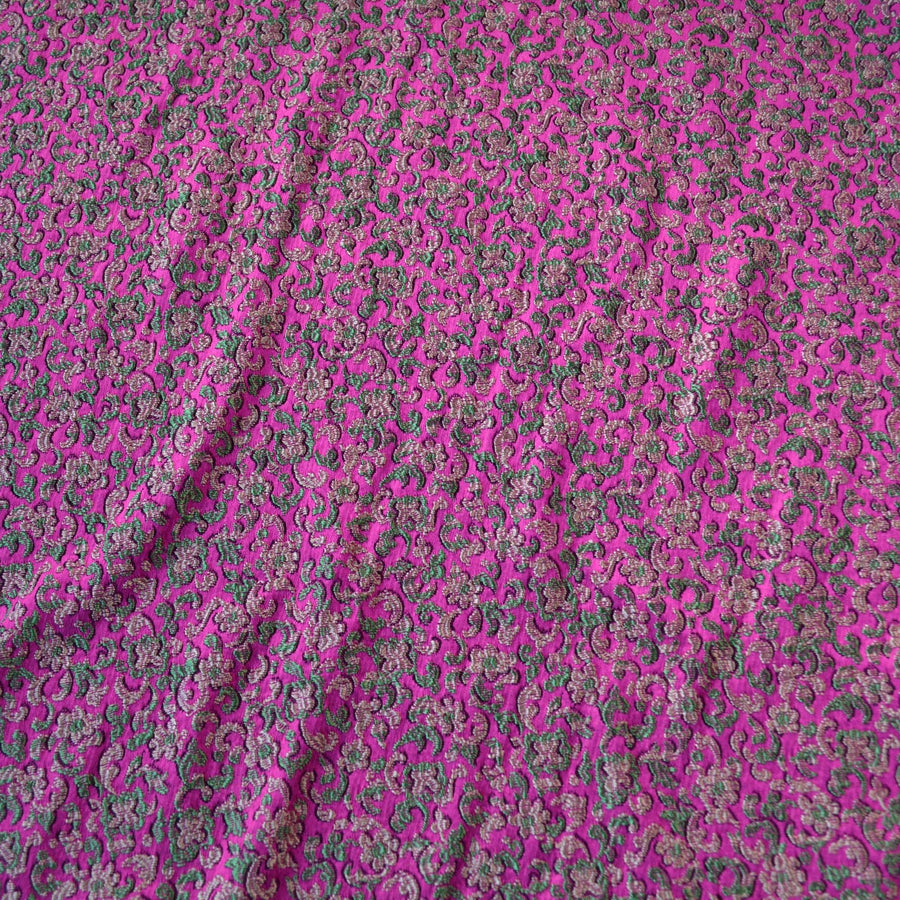 Luxury Silk Brocade Fabric | Pink and green | Upholstery Fabric & Home Decor Textile | Curtain, Drapery, Pillow | By the Yard