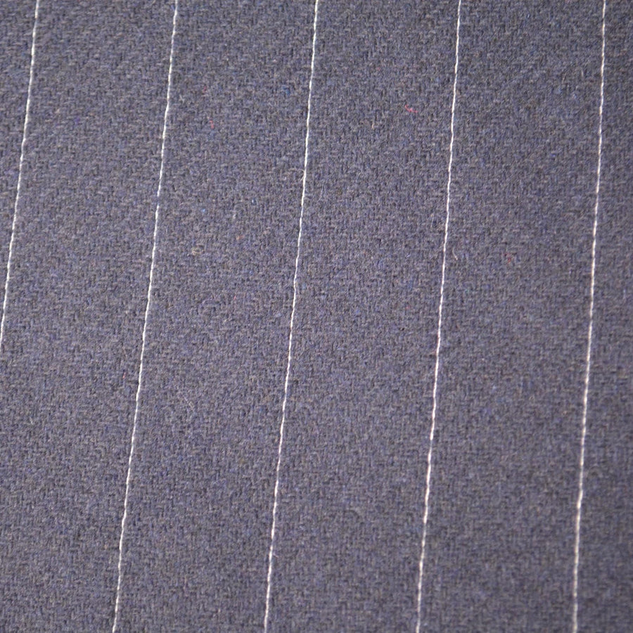 European Pure Wool | Navy Striped Wool Midweight Suiting Fabric 62 Inch Wide | By the Yard