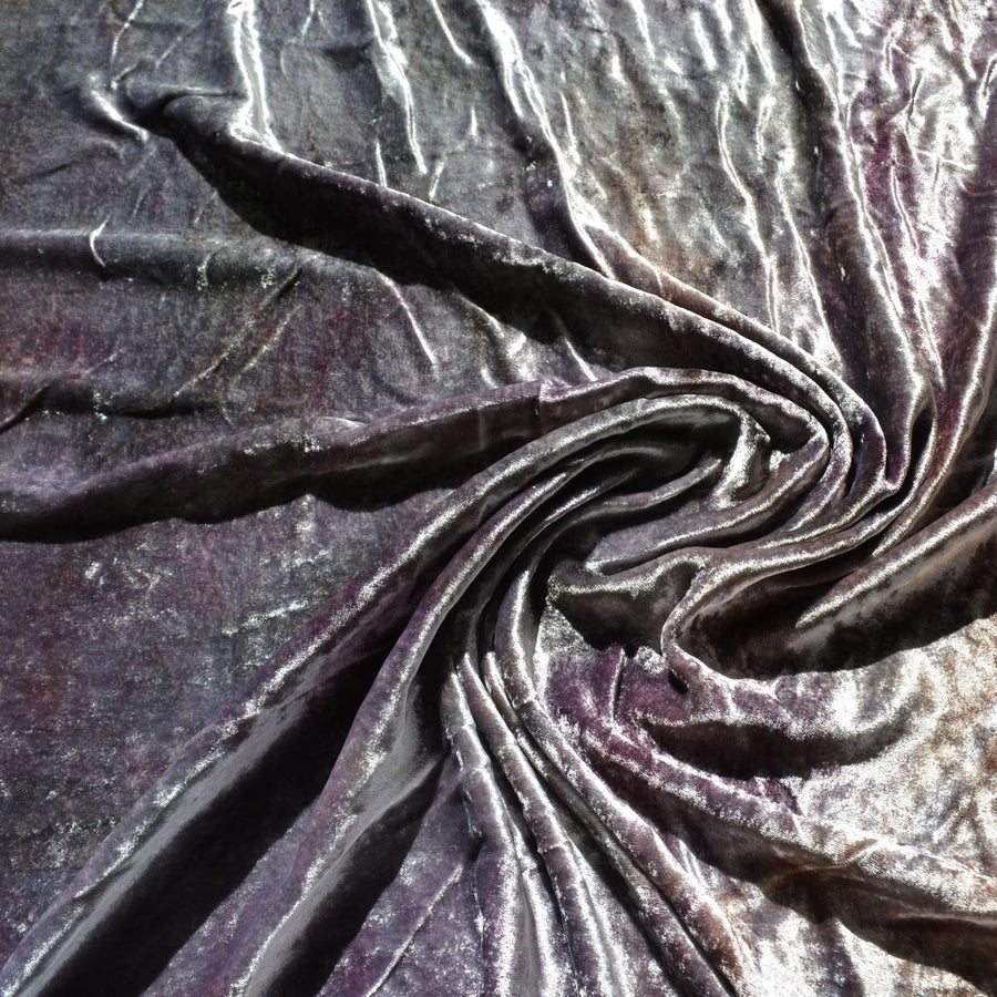 Silver | silk polyester blend | Crushed Velvet | Designer Deadstock | Velvet |By the Yard