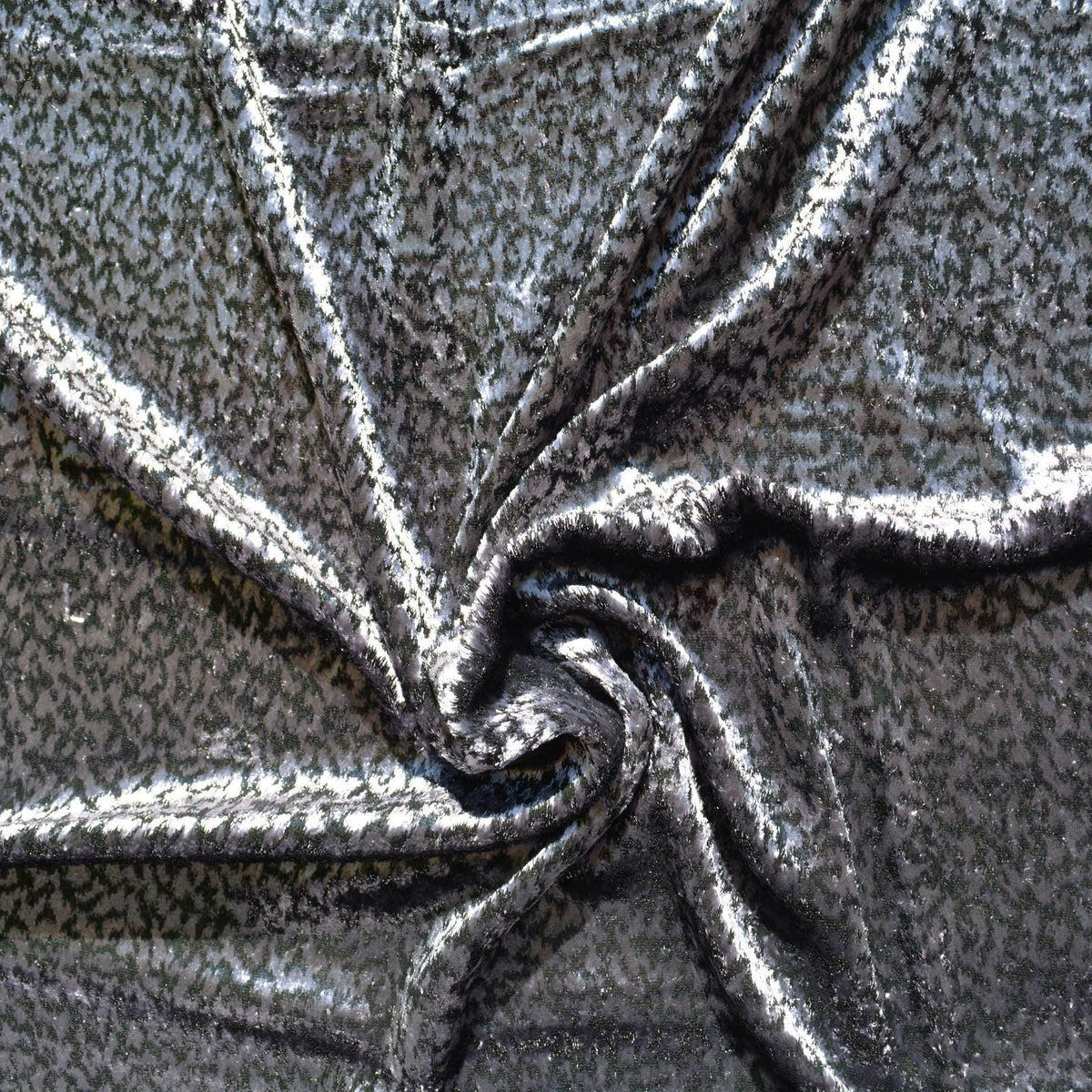 Gray Black Metallic Velvet on Silk Georgette | Designer Fabric | Silk Burnout Velvet, Luxury Dressmaking Fabric | By the