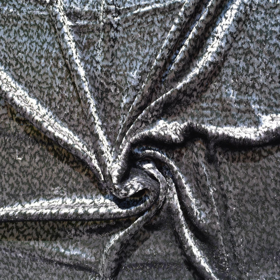 Gray Black Metallic Velvet on Silk Georgette | Designer Fabric | Silk Burnout Velvet, Luxury Dressmaking Fabric | By the Yard