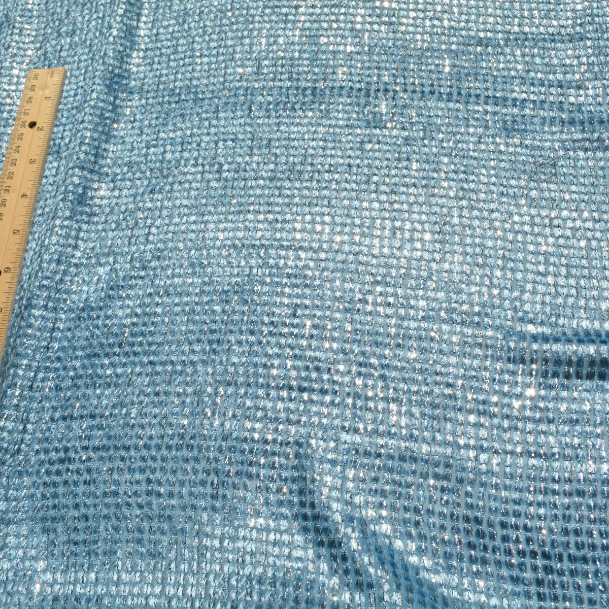 Light Blue Silver Metallic Velvet on Silk Georgette | Designer Fabric | Silk Burnout Velvet, Luxury Dressmaking Fabric |