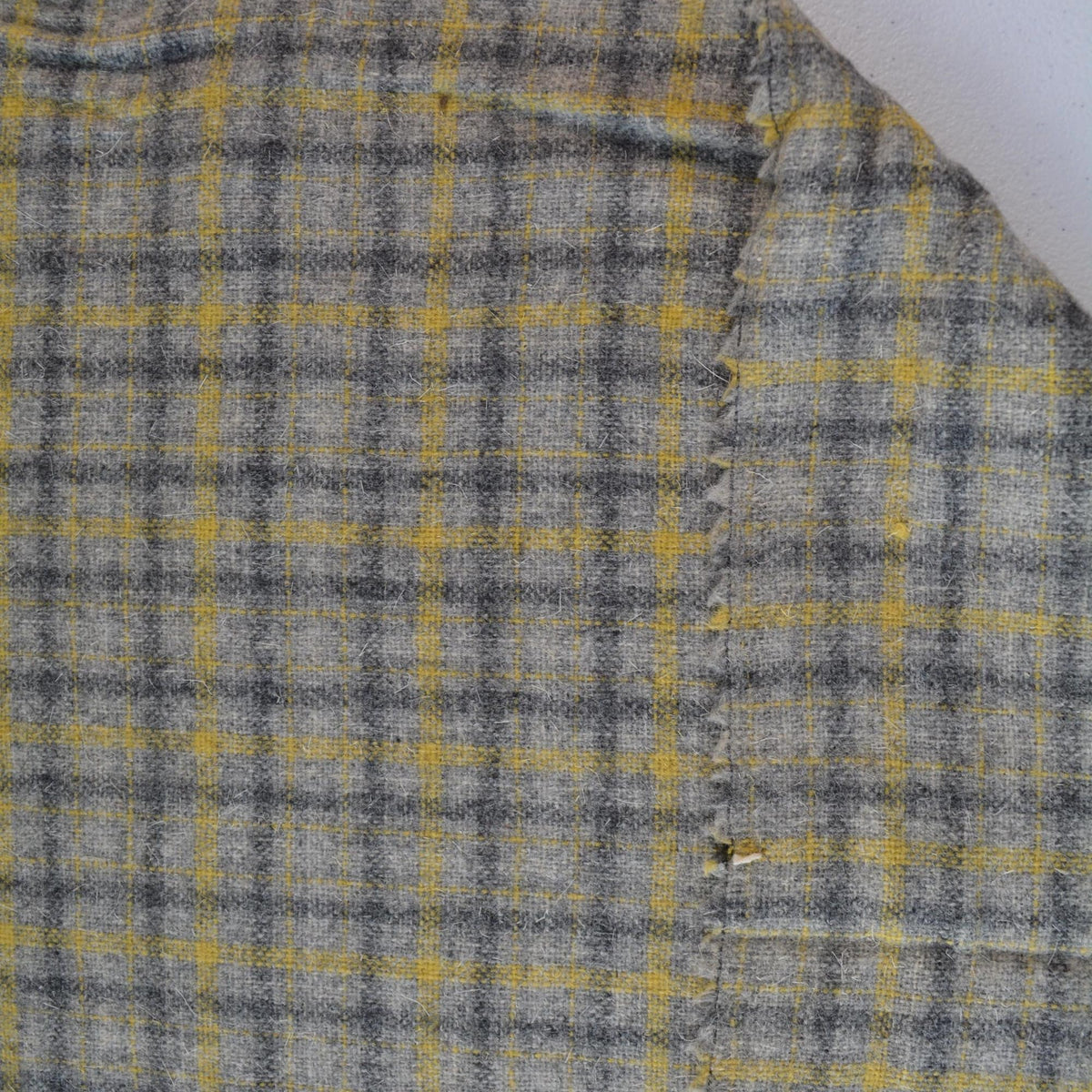 Heavyweight Gray Tartan Wool Fabric with Dark Gray Yellow Stripes 58 Inch Wide | By the Yard