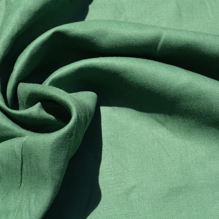 Forest Green Linen Fabric | 100% Midweight Linen Solid Weave 59" Wide | Linen Yardage for Clothing, Summer Dresses, Home Décor Sewing