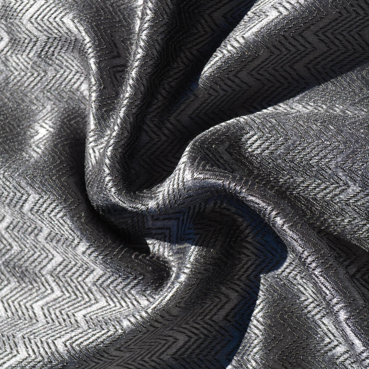 Zigzag Wool Blend Fabric | Dark gray | Luxury Designer Textile |By the Yard