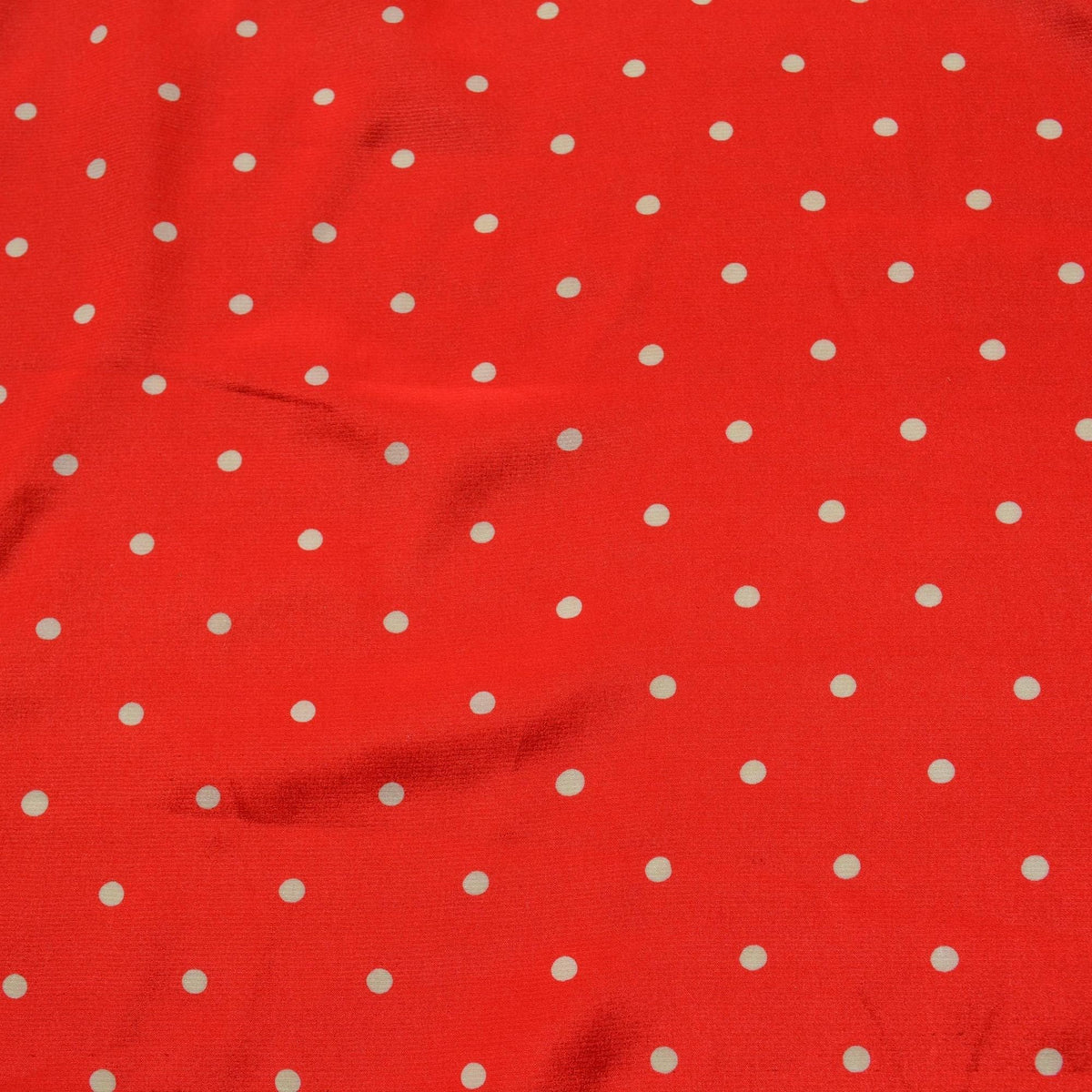 100% Silk Crepe de Chine Print Red and white Polka dot 46" Wide Luxury Fabric Sewing | By the Yard