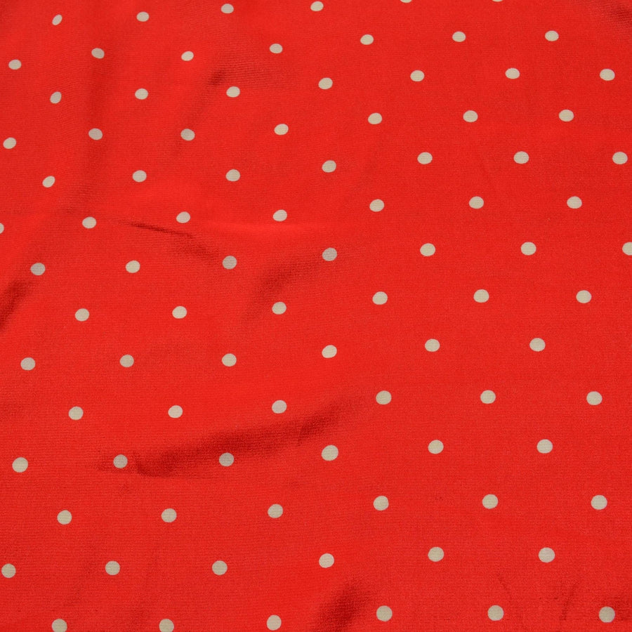 100% Silk Crepe de Chine Print Red and white Polka dot 46" Wide Luxury Fabric Sewing | By the Yard