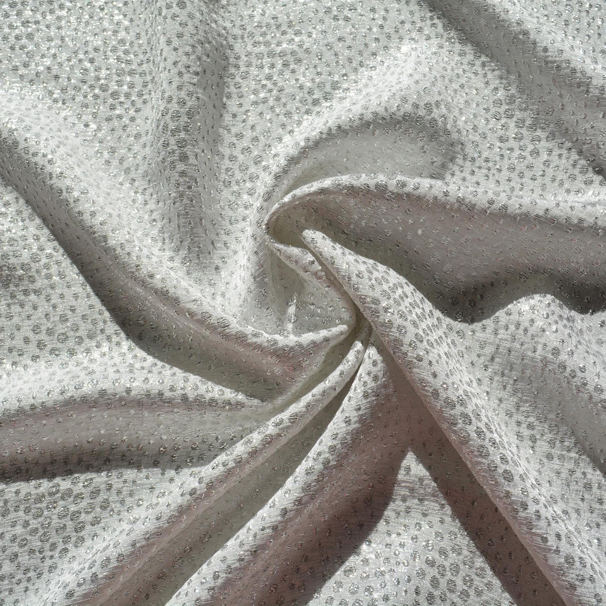 French 100% Silk Fabric | Silver and white Embroidered 46" Wide Luxury Fabric Sewing | By the Yard