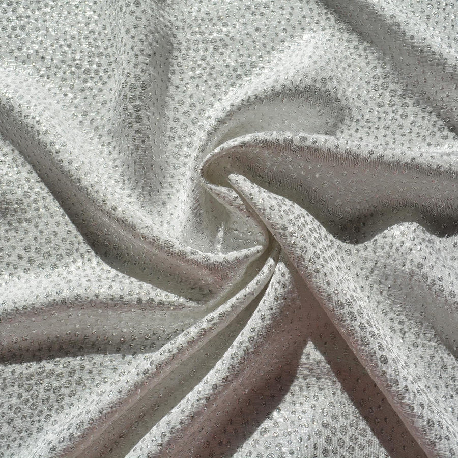 French 100% Silk Fabric | Silver and white Embroidered 46" Wide Luxury Fabric Sewing | By the Yard
