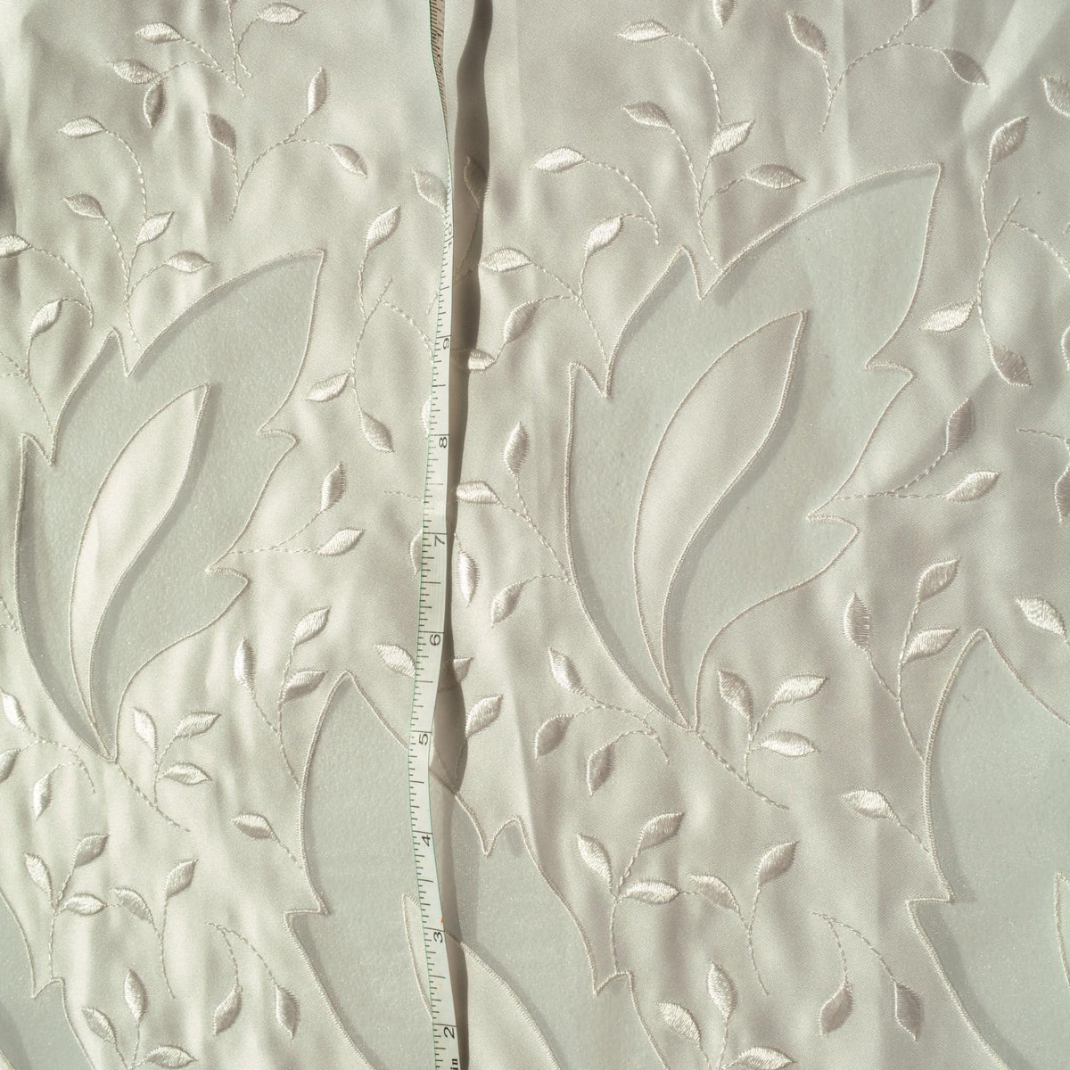 Silk Habotai Fabric White Embroidered Cutouts with Silk Chiffon 52.5 Inch Usable | By the Yard