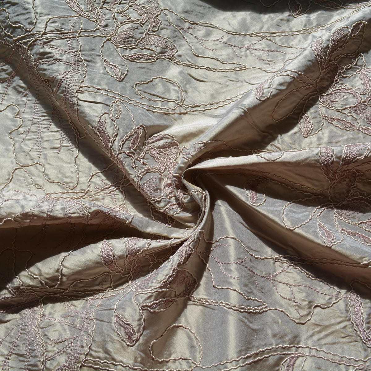Silk Taffeta Fabric Muted gold and mauve Two-tone 59" Wide Luxury Fabric | By the Yard