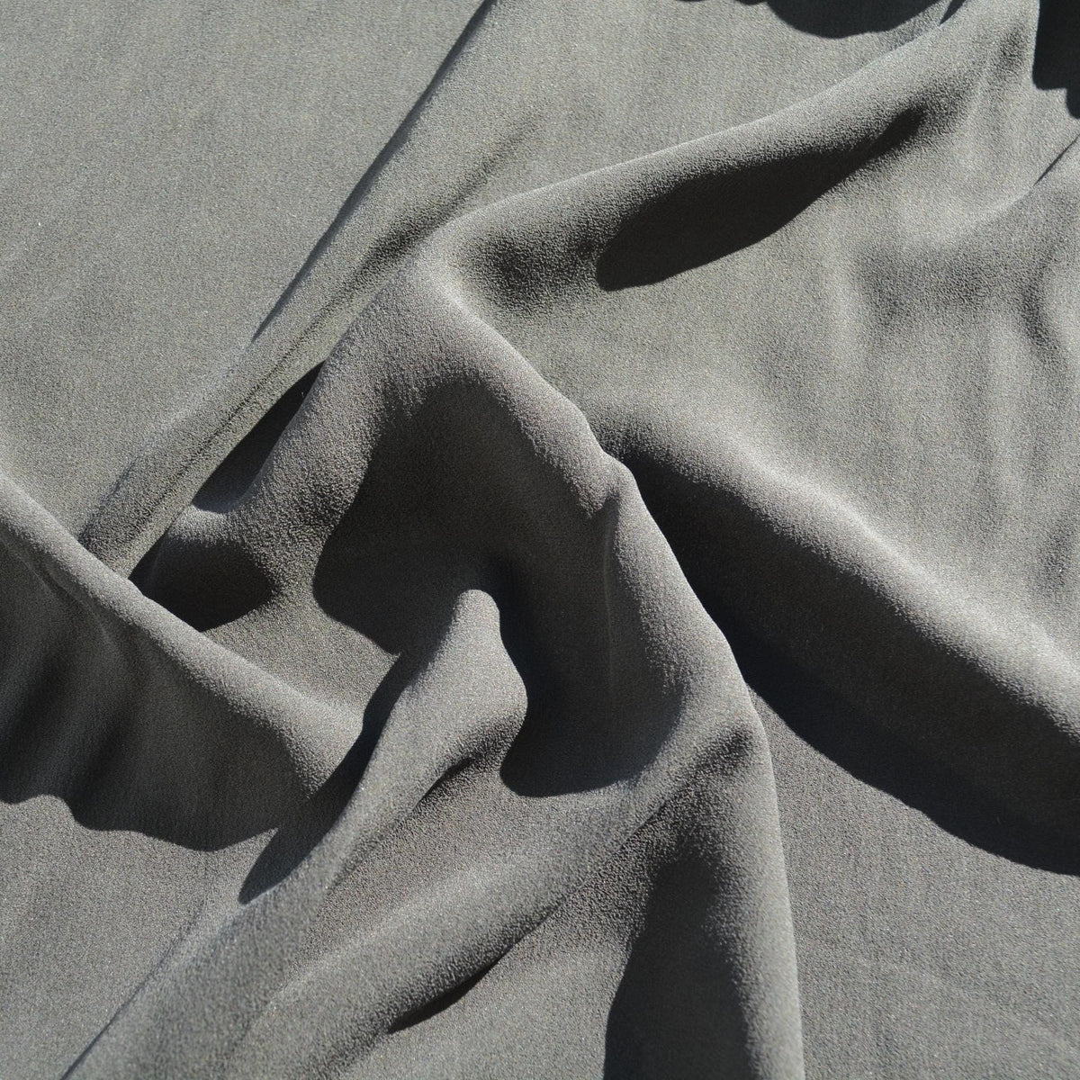 Silk Georgette Fabric | Dark gray | Luxury Designer Textile |By the Yard