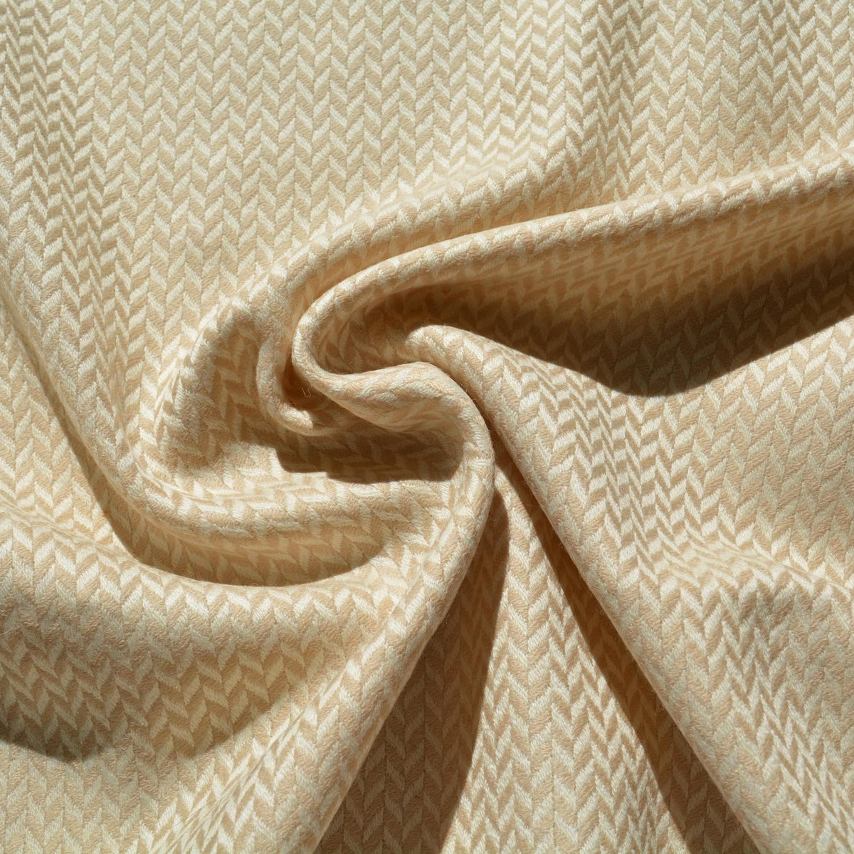 Beige herringbone | 100% wool | Wool Suiting (Herringbone) | Designer Deadstock |By the Yard