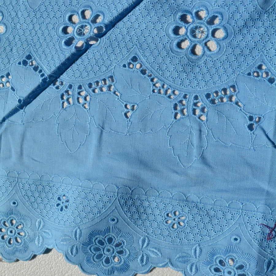 Cotton Lace Fabric | Blue | Designer Yardage |By the Yard