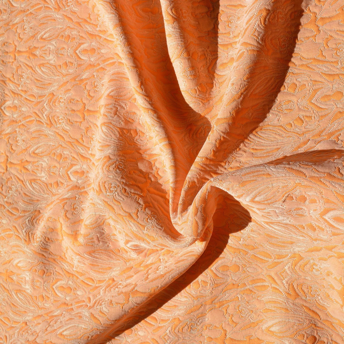 Orange 100% Cotton Brocade Fabric | Designer Deadstock Yardage |By the Yard