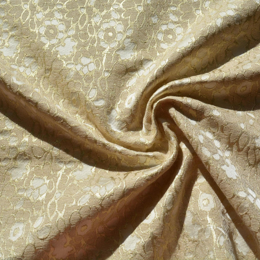 Brocade Fabric | Gold and beige | Upholstery Fabric & Home Decor Textile | Curtain, Drapery, Pillow | By the Yard