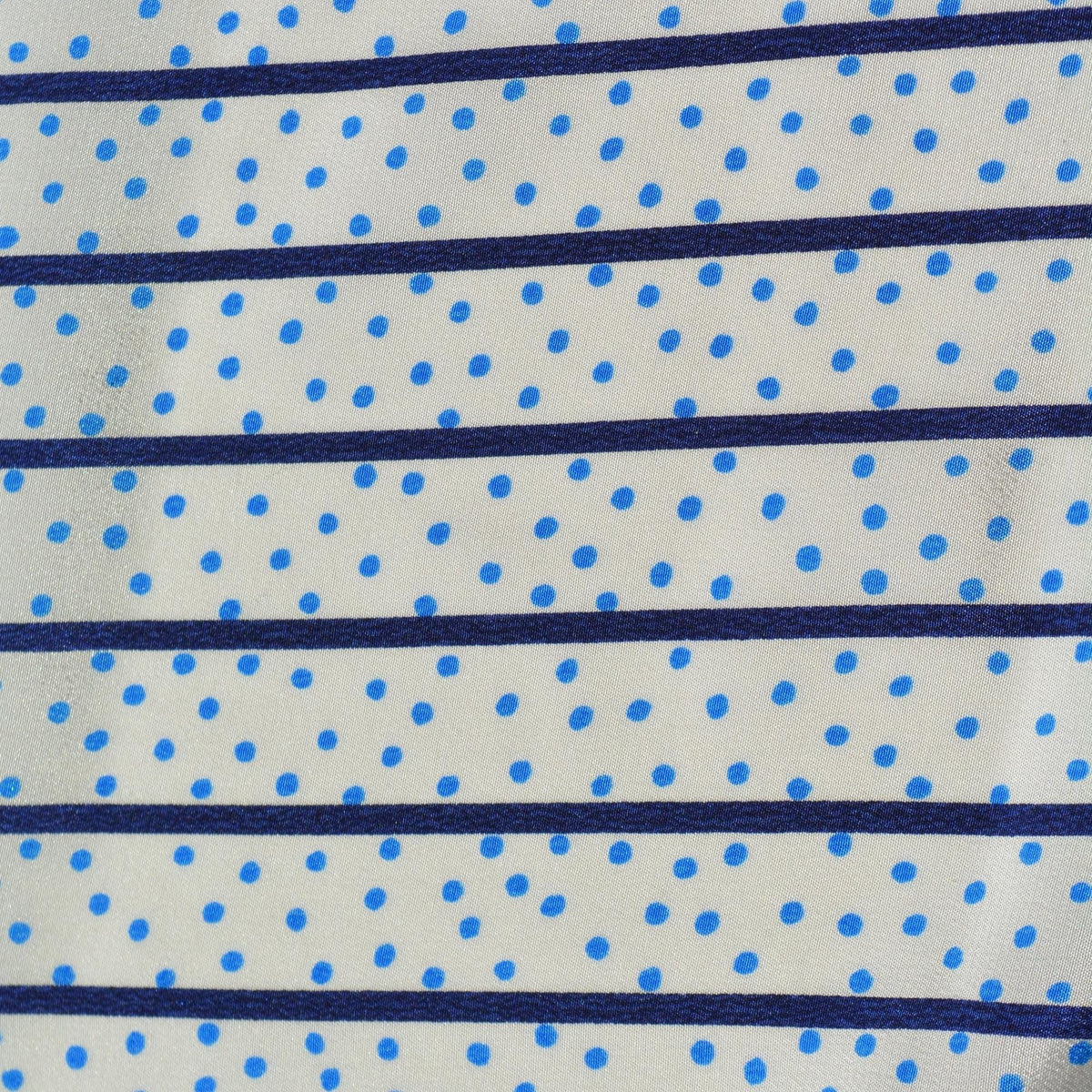100% Silk Crepe de Chine Print White and navy Striped with dots 57" Wide Luxury Fabric Sewing | By the Yard