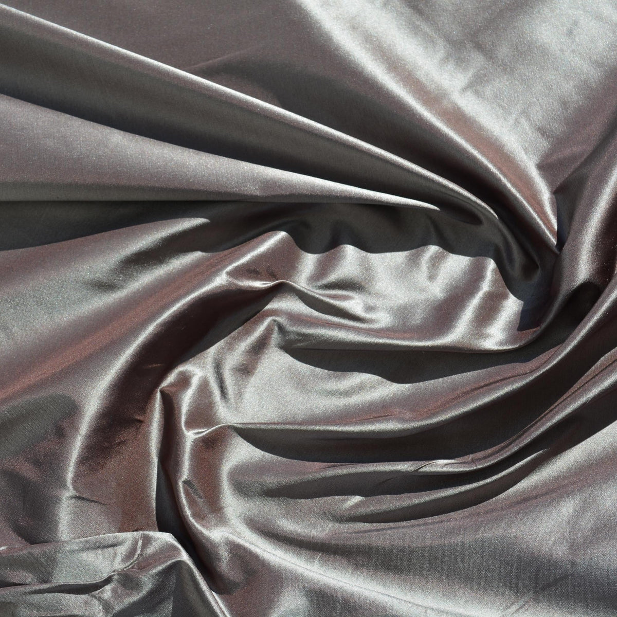 Two-Tone Silk Taffeta Fabric | Light gray and brown | Luxury Designer Textile |By the Yard