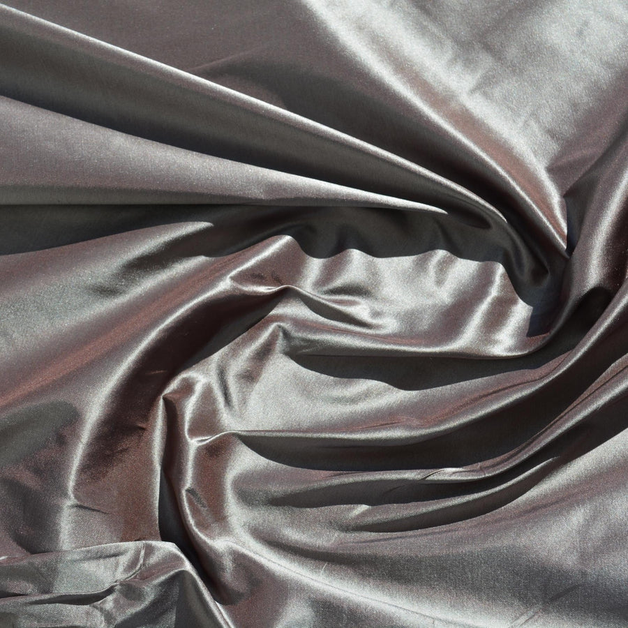 Two-Tone Silk Taffeta Fabric | Light gray and brown | Luxury Designer Textile |By the Yard