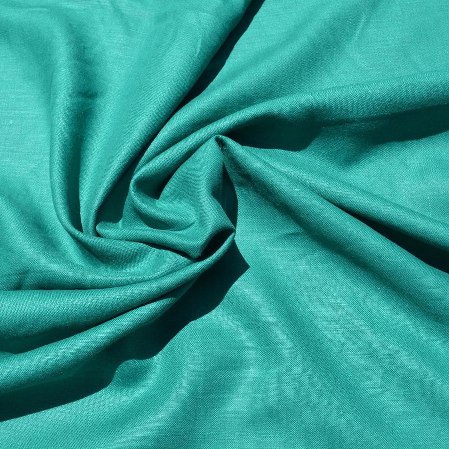 Green Linen Fabric | 100% Midweight Linen Solid Weave 60" Wide | Linen Yardage for Clothing, Summer Dresses, Home Décor Sewing
