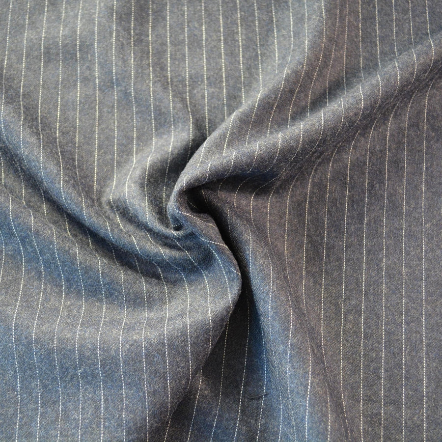 European Pure Wool | Striped Wool Suiting | Navy |By the Yard