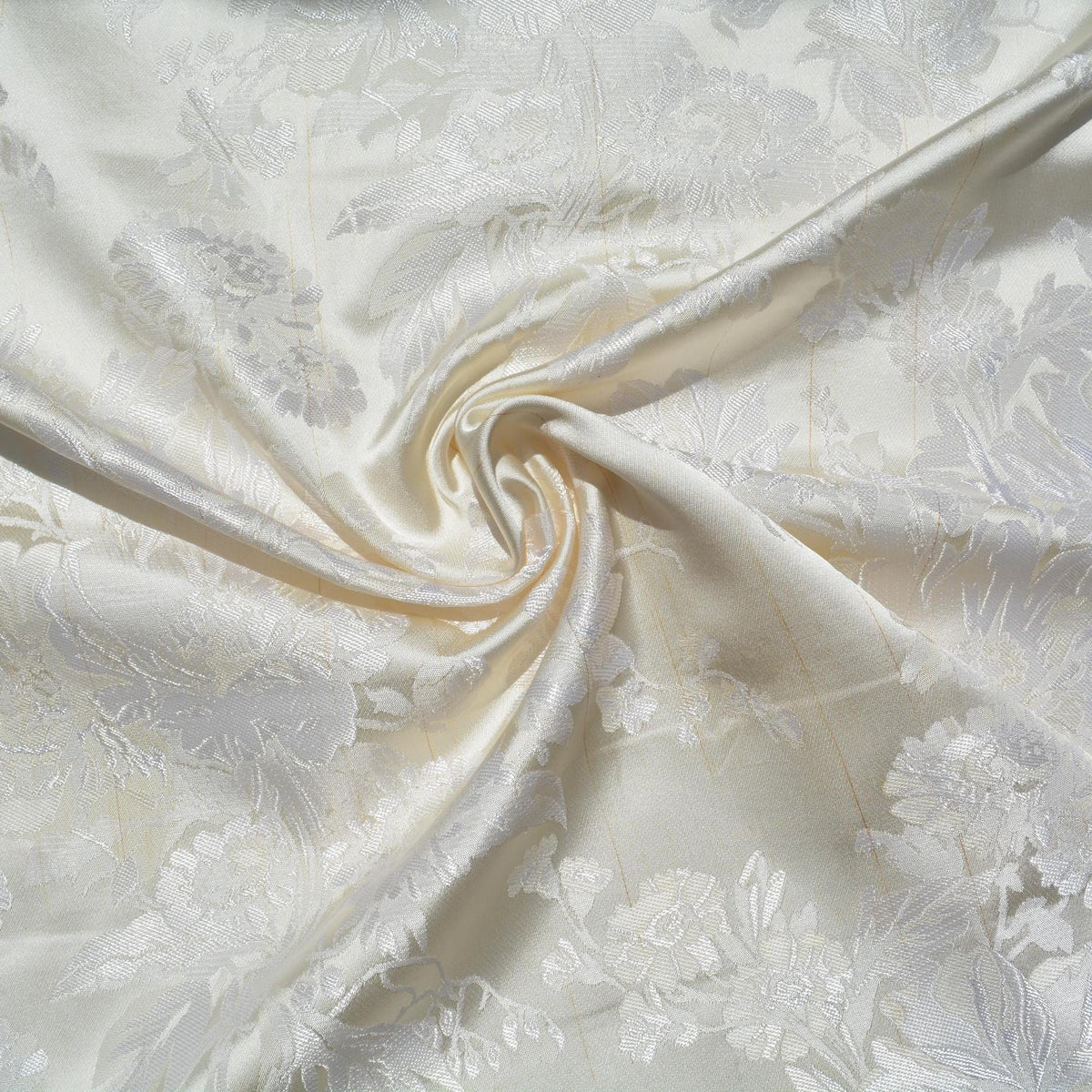 100% Silk Jacquard Fabric | Silk Floral Pattern, Double-Sided, 54” Width | Luxury Bridal & Dressmaking Fabric | By the Y