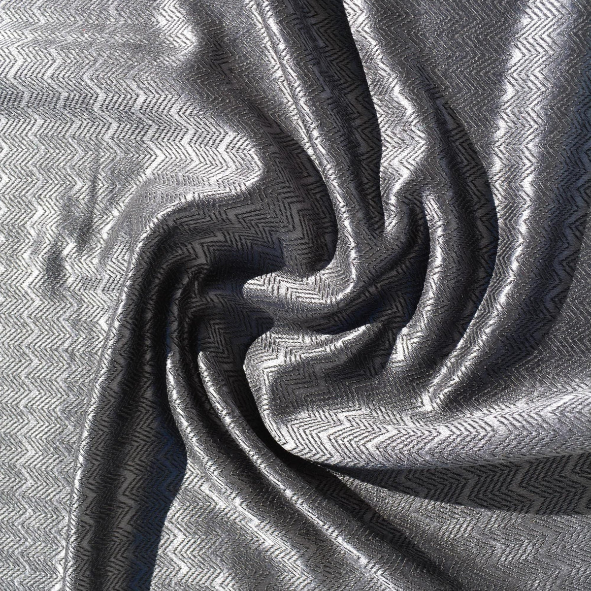 Zigzag Wool Blend Fabric | Dark gray | Luxury Designer Textile |By the Yard