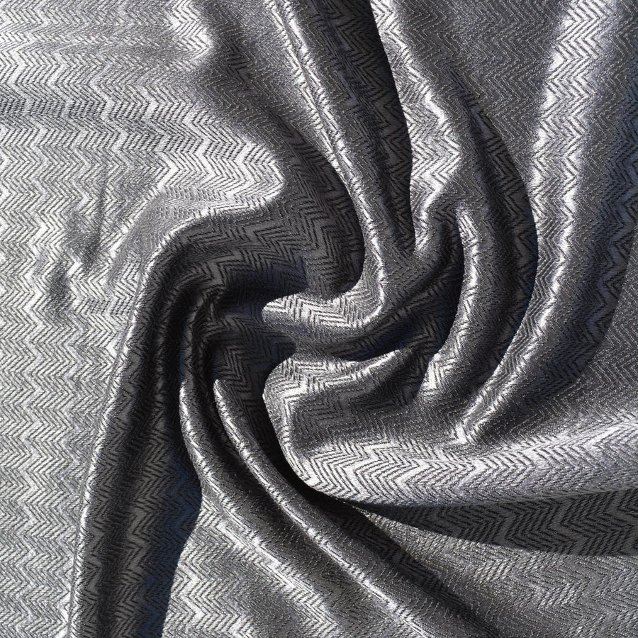 Zigzag Wool Blend Fabric | Dark gray | Luxury Designer Textile |By the Yard