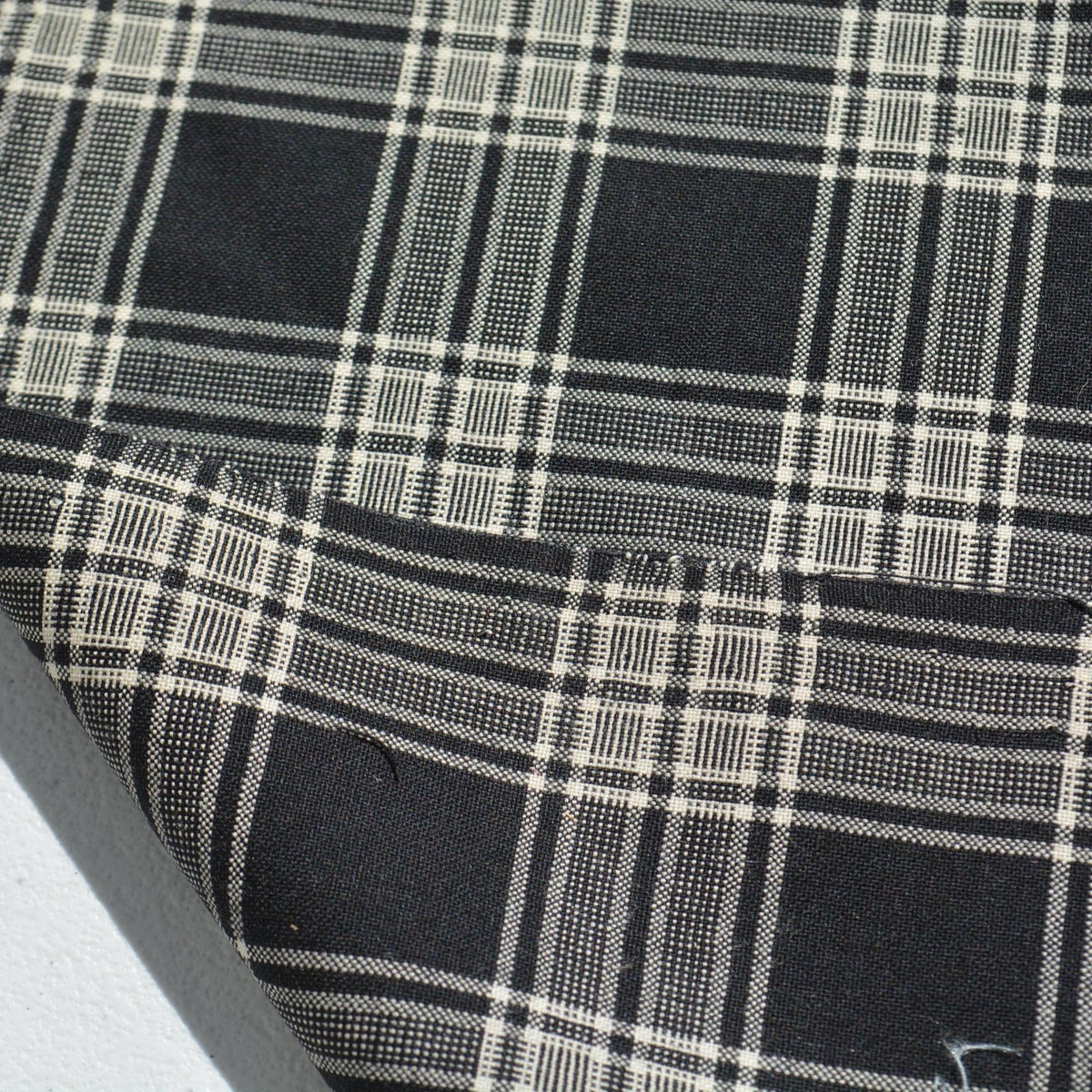 Black and white plaid 100% wool Wool Fabric | Designer Deadstock | By the Yard