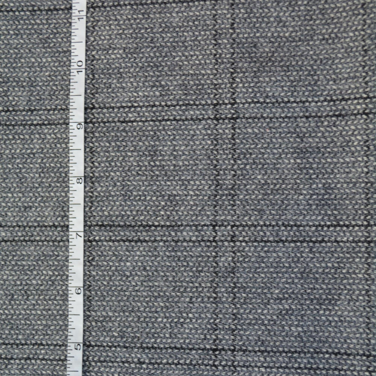 Gray Herringbone Wool Tweed with Black Windowpane 61 Inch Wide | By the Yard