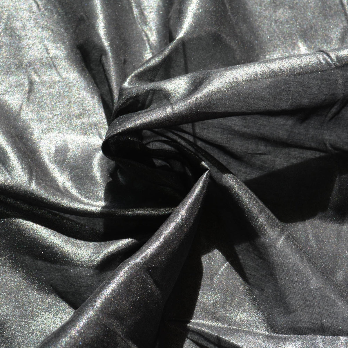 Silk Habotai Fabric Black and silver 55" Wide Luxury Fabric | By the Yard