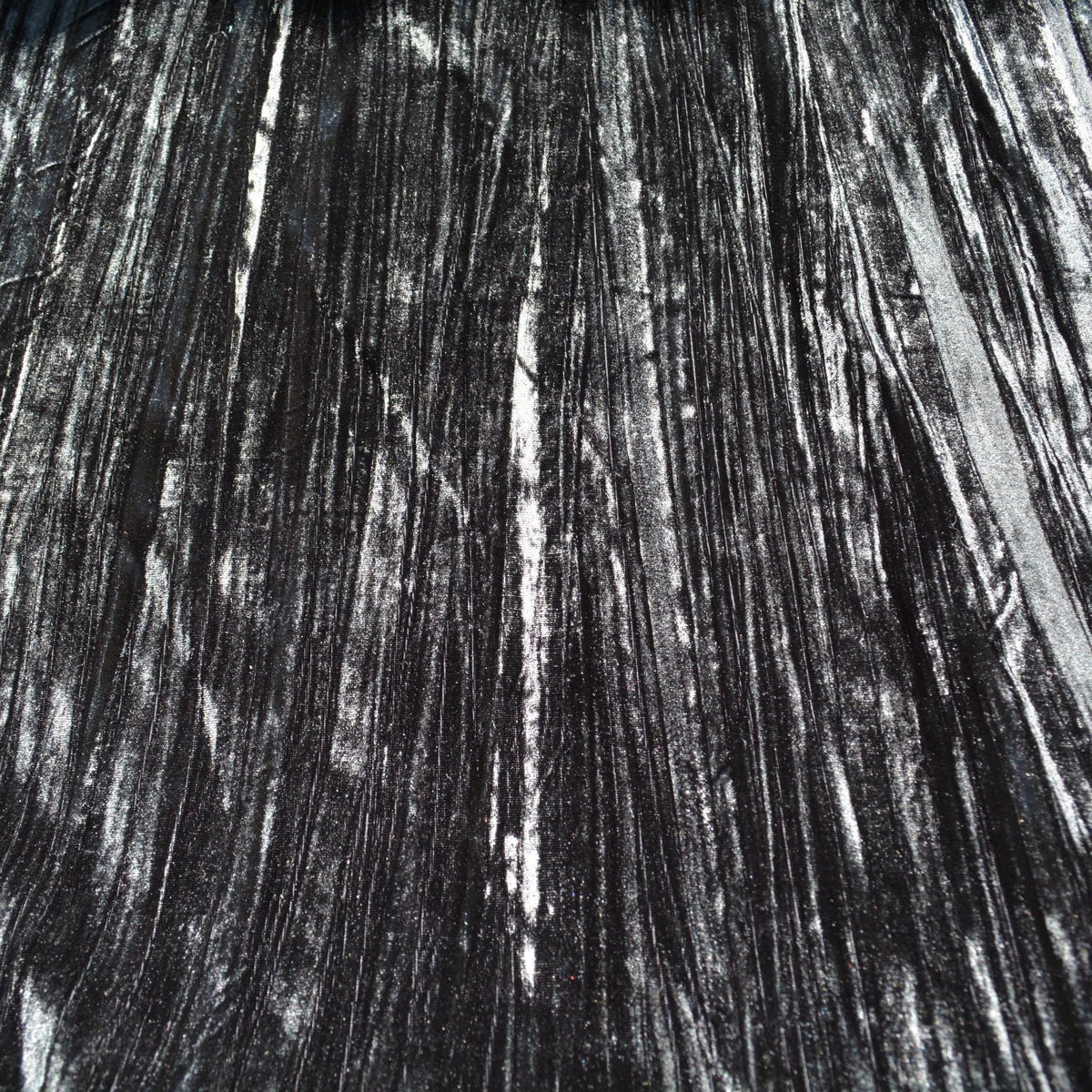 Black Crinkled Velvet Fabric | 100% Polyester | Midweight Luxury Sewing Fabric By the Yard