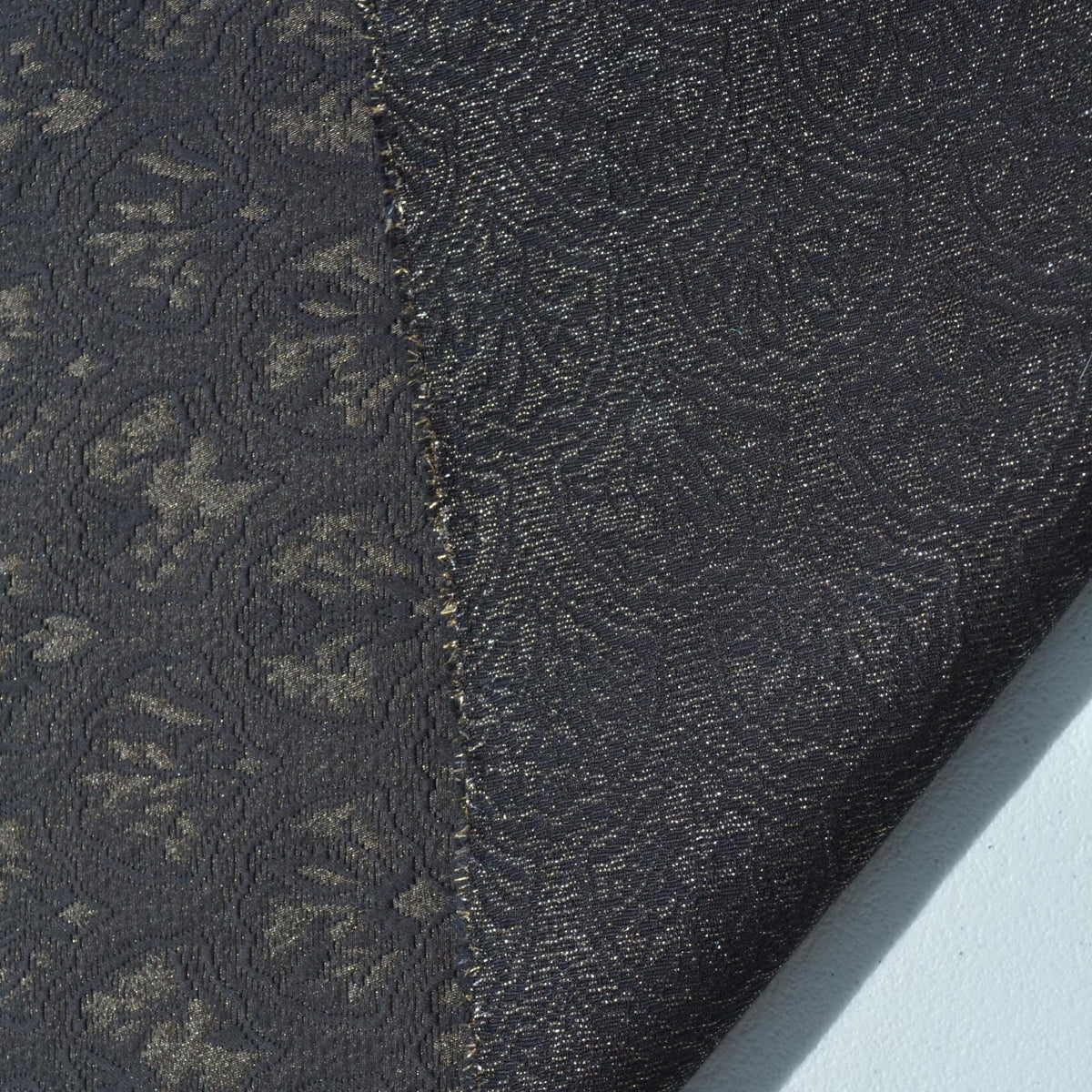 Black Cotton Blend Brocade Fabric | Designer Deadstock | By the Yard