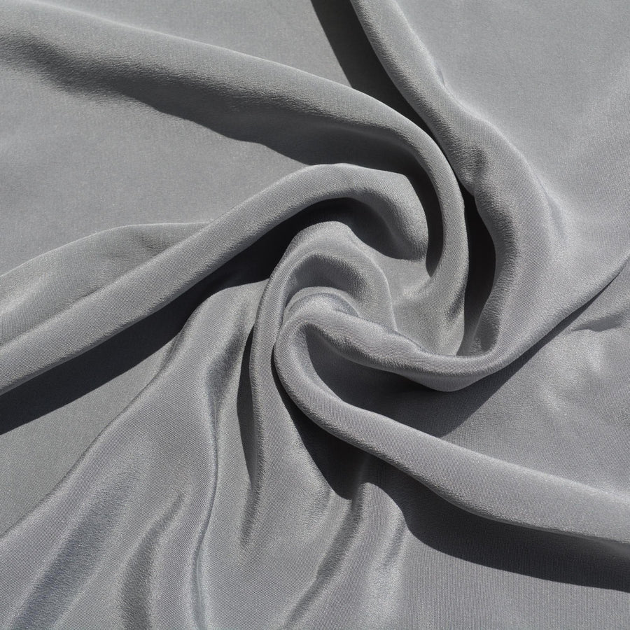 Pure Silk Crepe Fabric | Gray Heavyweight Designer Deadstock | Dresses, Skirts, Trousers | By the Yard