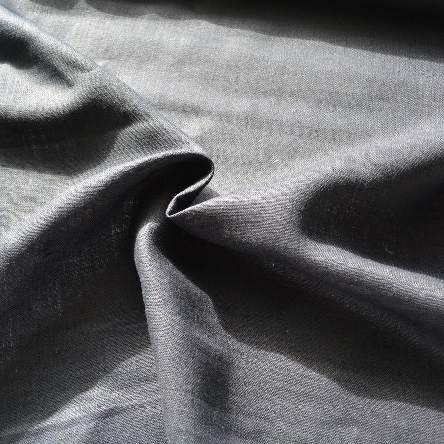 100% Linen Fabric Thick weave Black thick weave Midweight to heavyweight 49" Wide Dressmaking Tailoring | By the Yard
