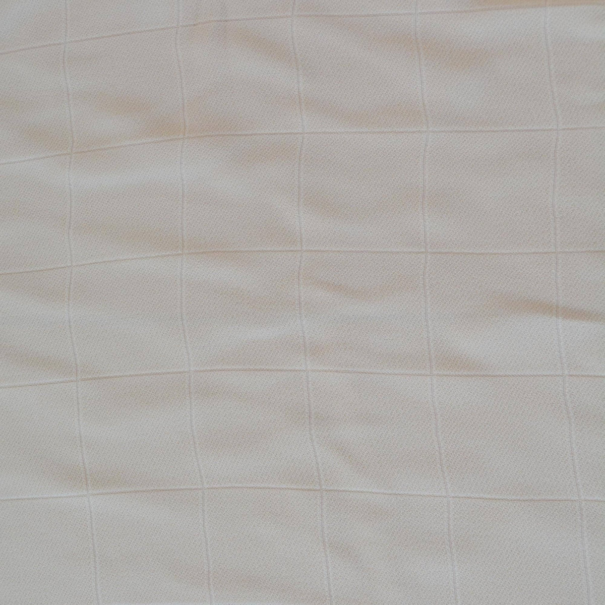 Italian Midweight Double Wool Crepe Fabric Light Yellow Textured Checkered Weave 52.5" | By the Yard