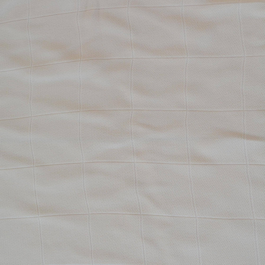 Italian Midweight Double Wool Crepe Fabric Light Yellow Textured Checkered Weave 52.5" | By the Yard